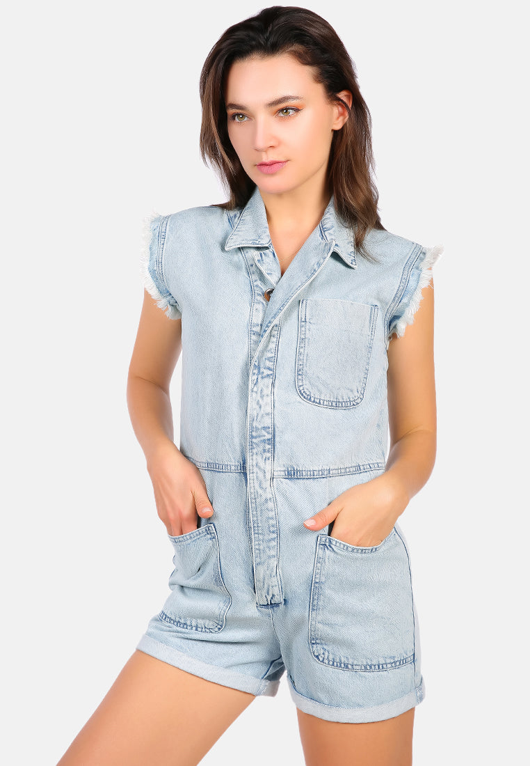 washed denim button up playsuit#color_light-blue