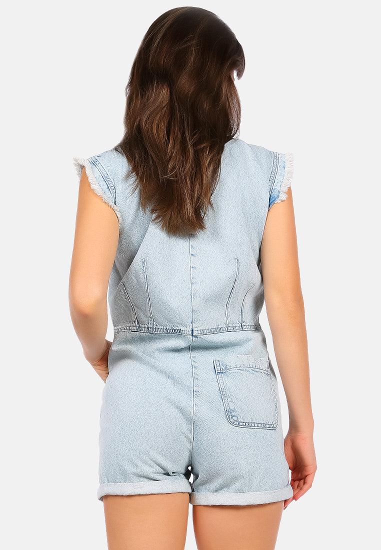 washed denim button up playsuit#color_light-blue