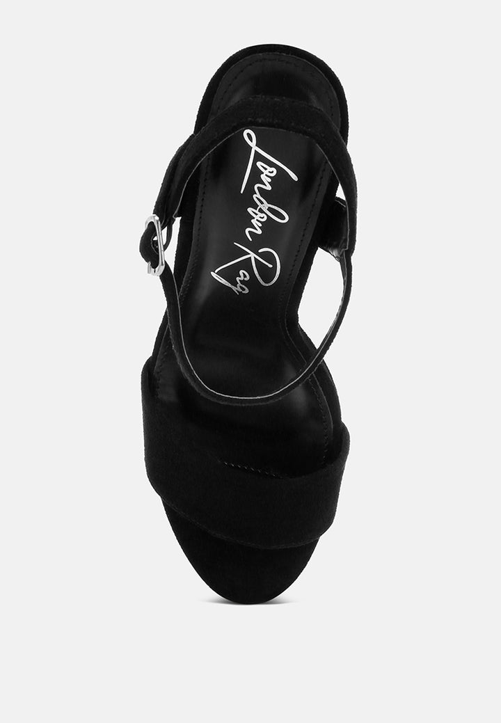lilasta pin buckle platform block heels#color_black-suede