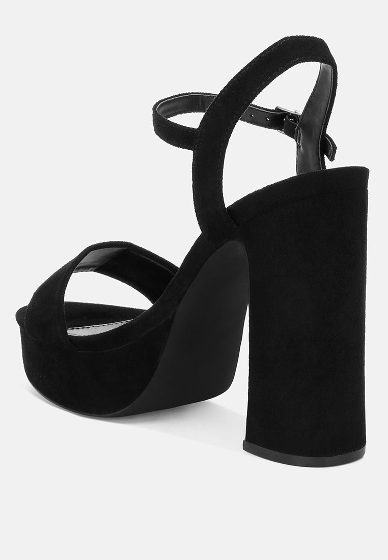 lilasta pin buckle platform block heels#color_black-suede