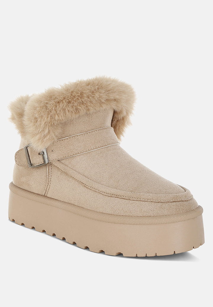 linka pin buckle detail snow boots#color_beige