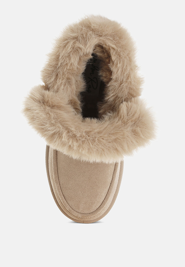 linka pin buckle detail snow boots#color_beige