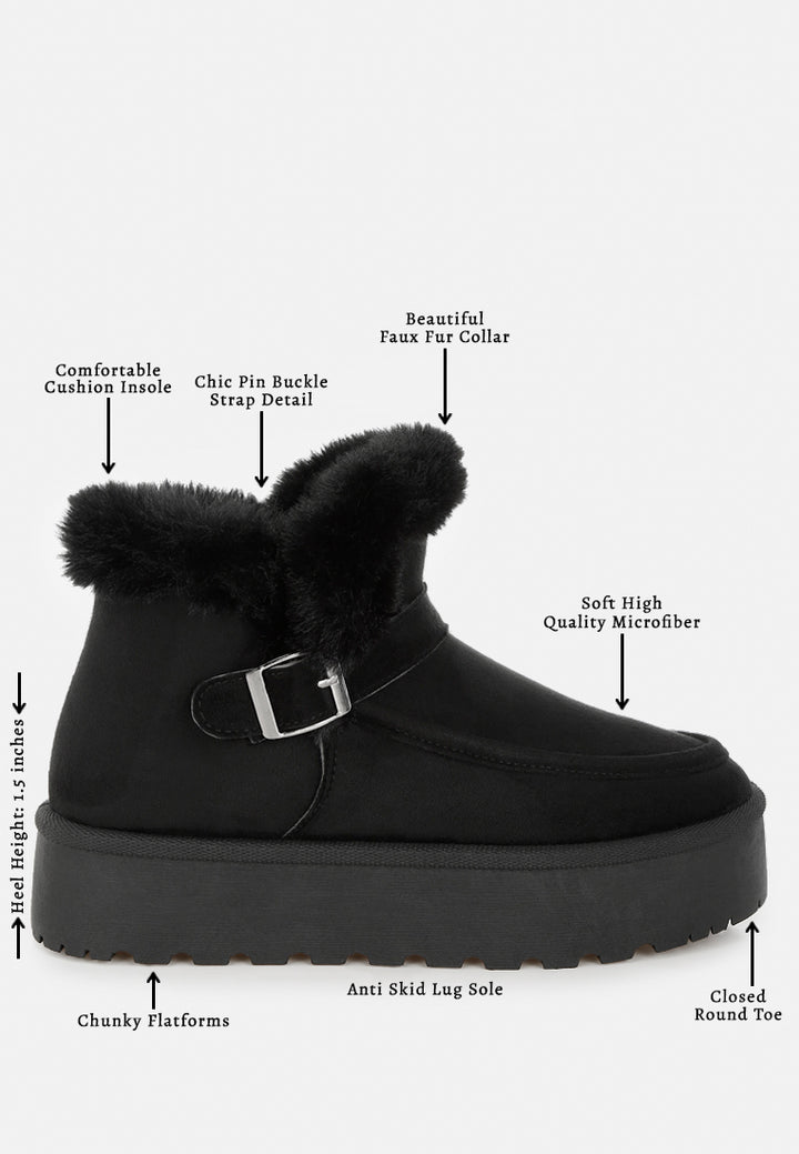 linka pin buckle detail snow boots#color_black