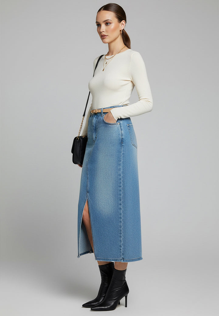 cutesy wash daring denim skirt#color_mid-blue