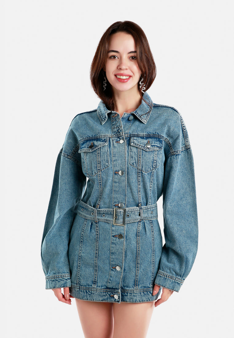 long belted denim jacket#color_light-blue