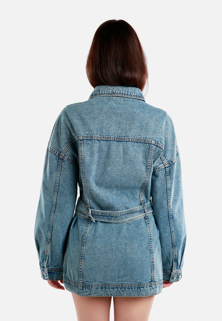 long belted denim jacket#color_light-blue