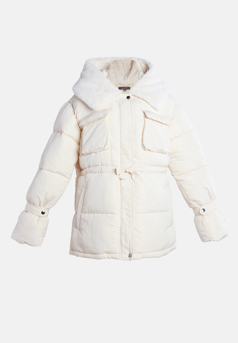 long puffer jacket hoodie by ruw#color_cream