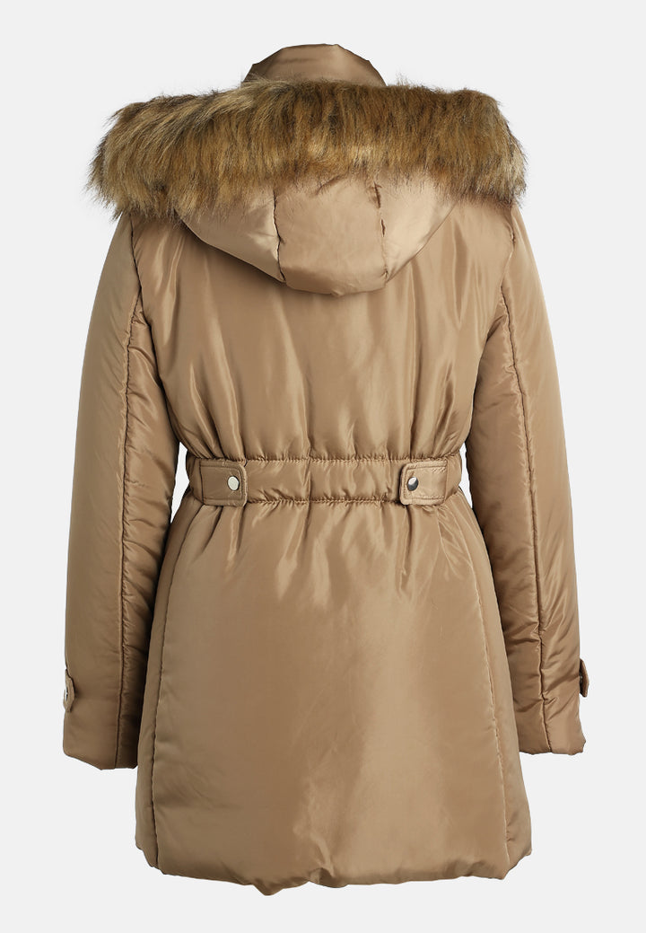 long puffer jacket hoodie#color_beige