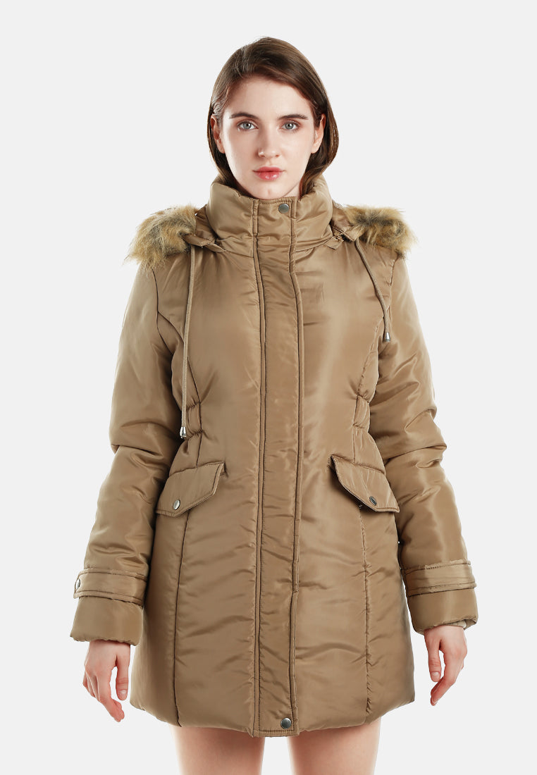 long puffer jacket hoodie#color_beige