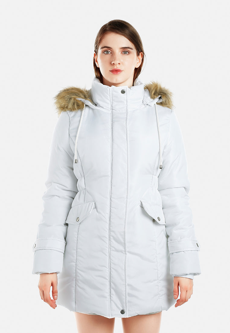 long puffer jacket hoodie#color_white