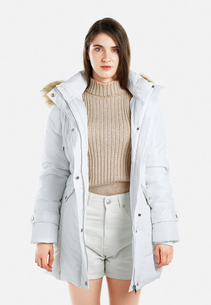 long puffer jacket hoodie#color_white