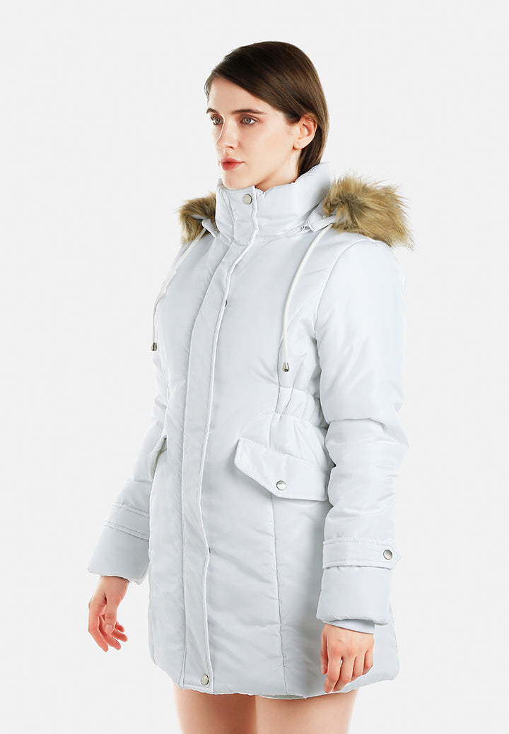 long puffer jacket hoodie#color_white