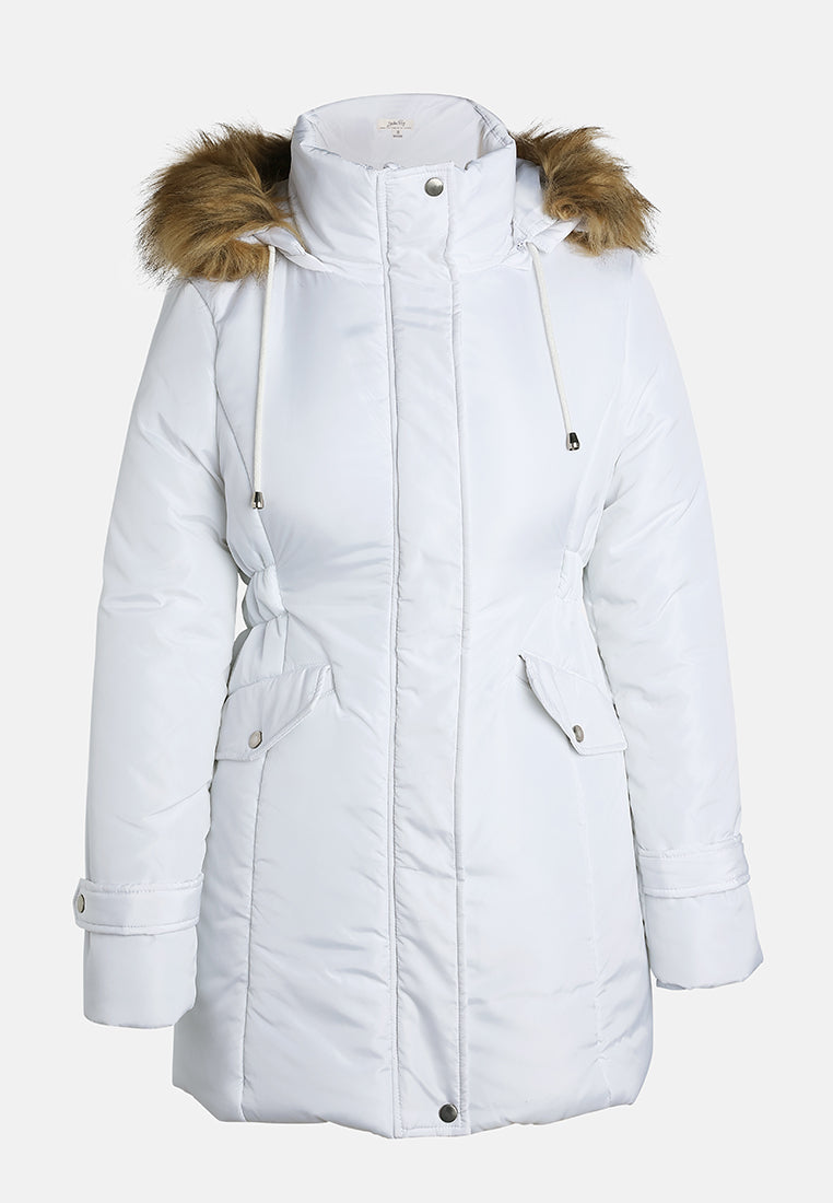 long puffer jacket hoodie#color_white