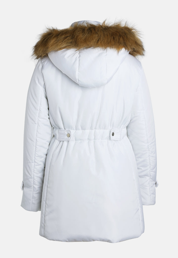 long puffer jacket hoodie#color_white