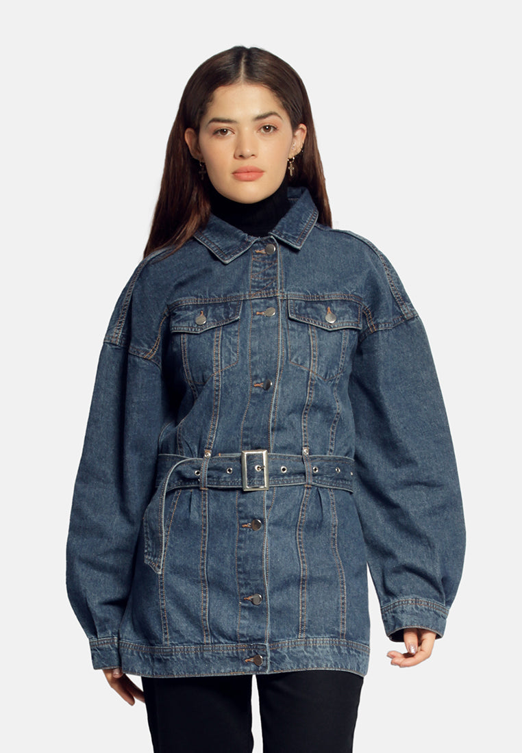 long belted denim jacket#color_mid-blue