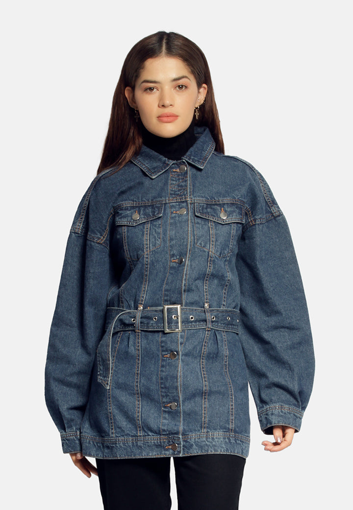 long belted denim jacket#color_mid-blue
