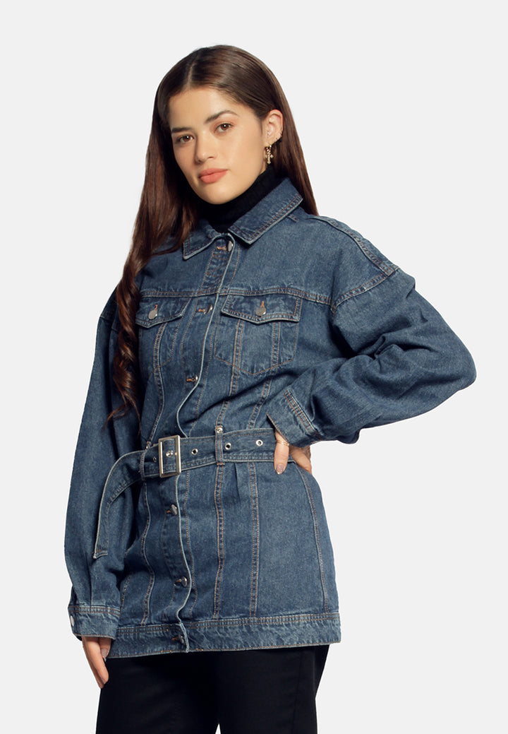 long belted denim jacket#color_mid-blue