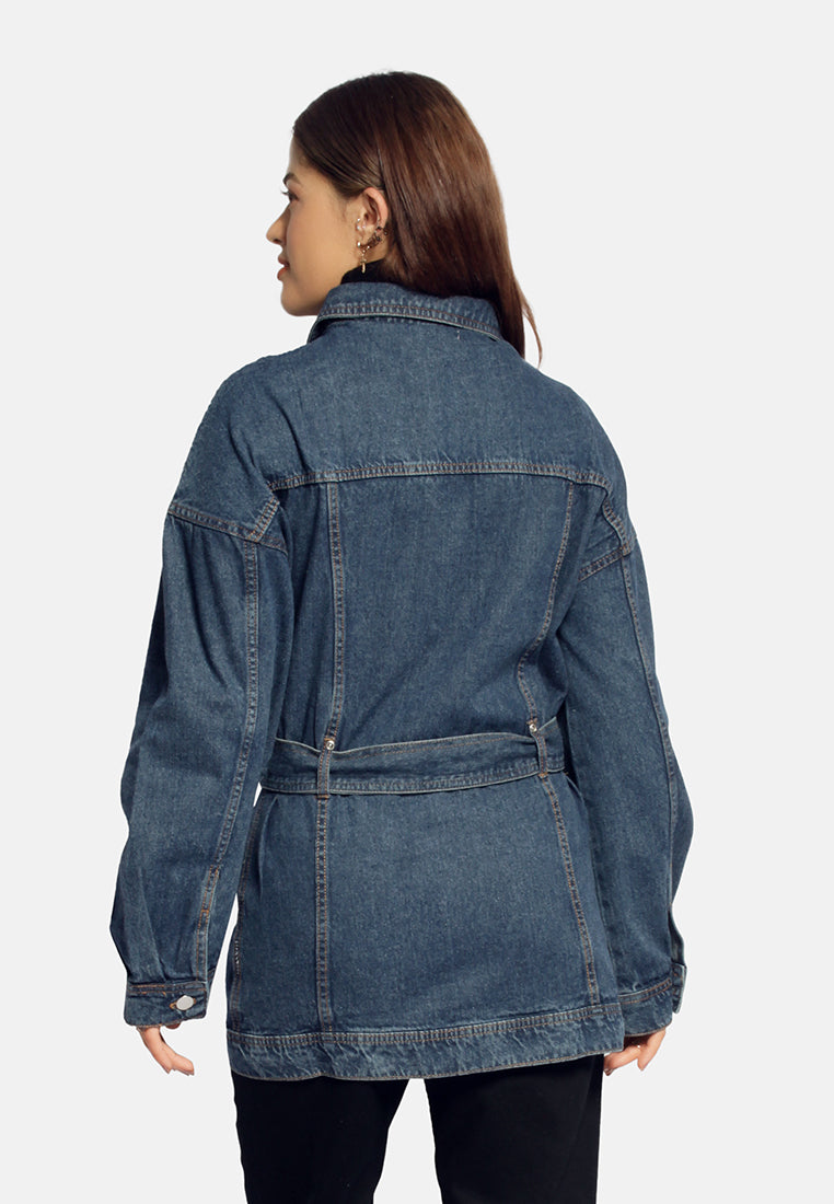 long belted denim jacket#color_mid-blue