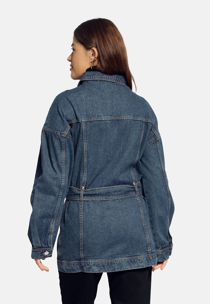 long belted denim jacket#color_mid-blue