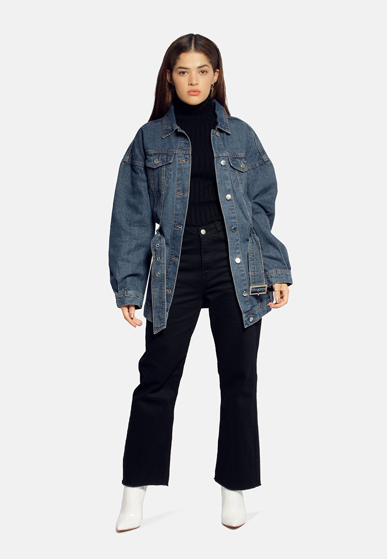 long belted denim jacket#color_mid-blue