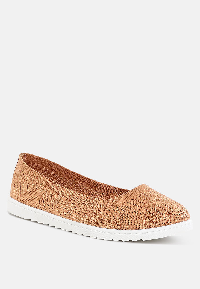 knitted flat ballet flats by ruw#color_tan