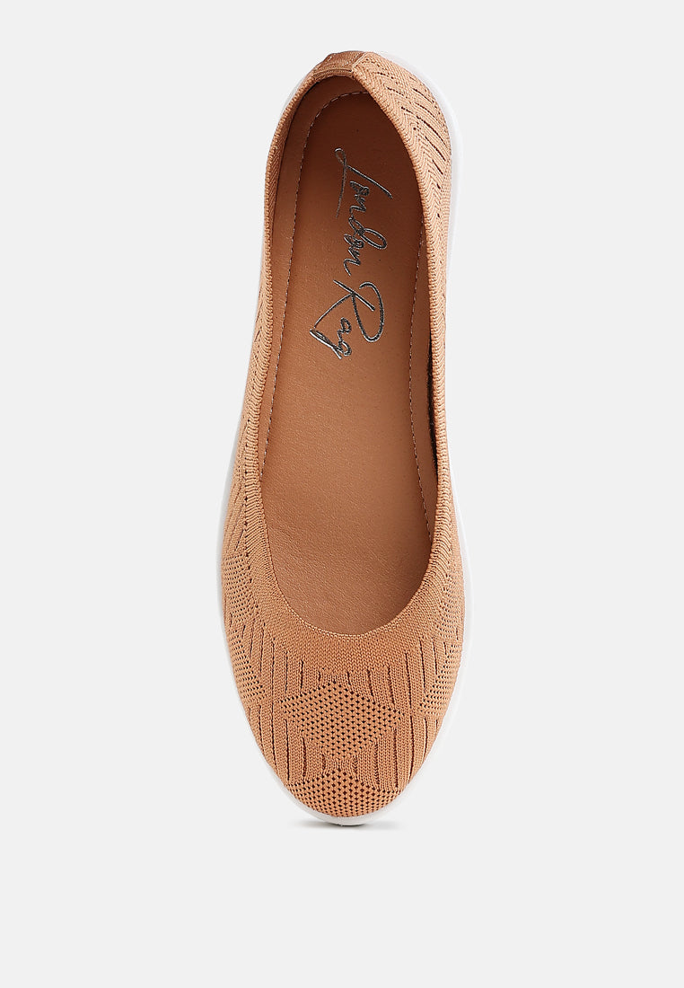 knitted flat ballet flats by ruw#color_tan