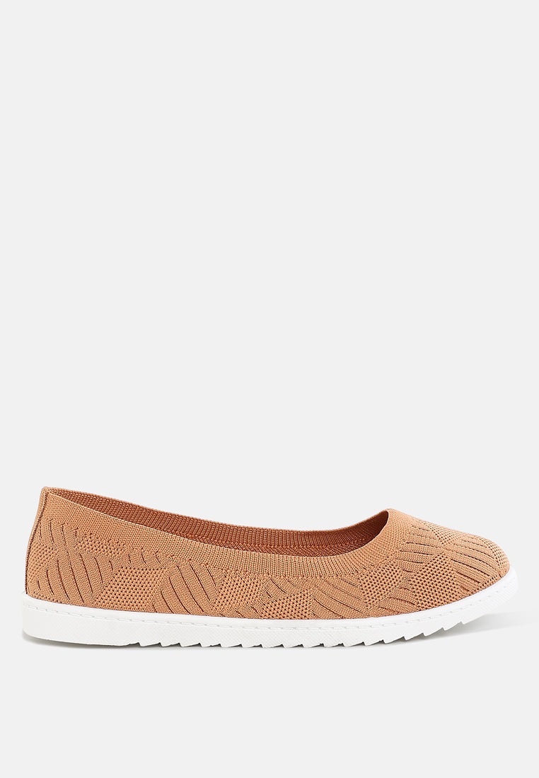 knitted flat ballet flats by ruw#color_tan