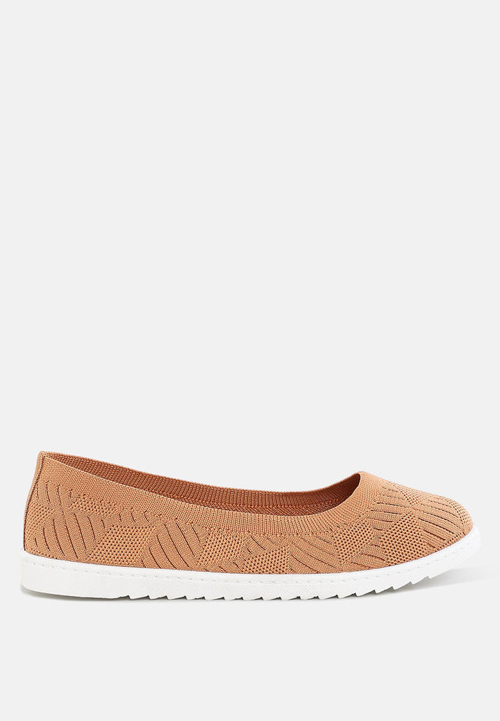 knitted flat ballet flats by ruw#color_tan