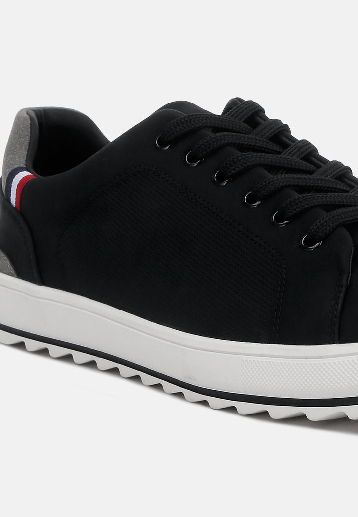 lug sole men's platform sneakers#color_black