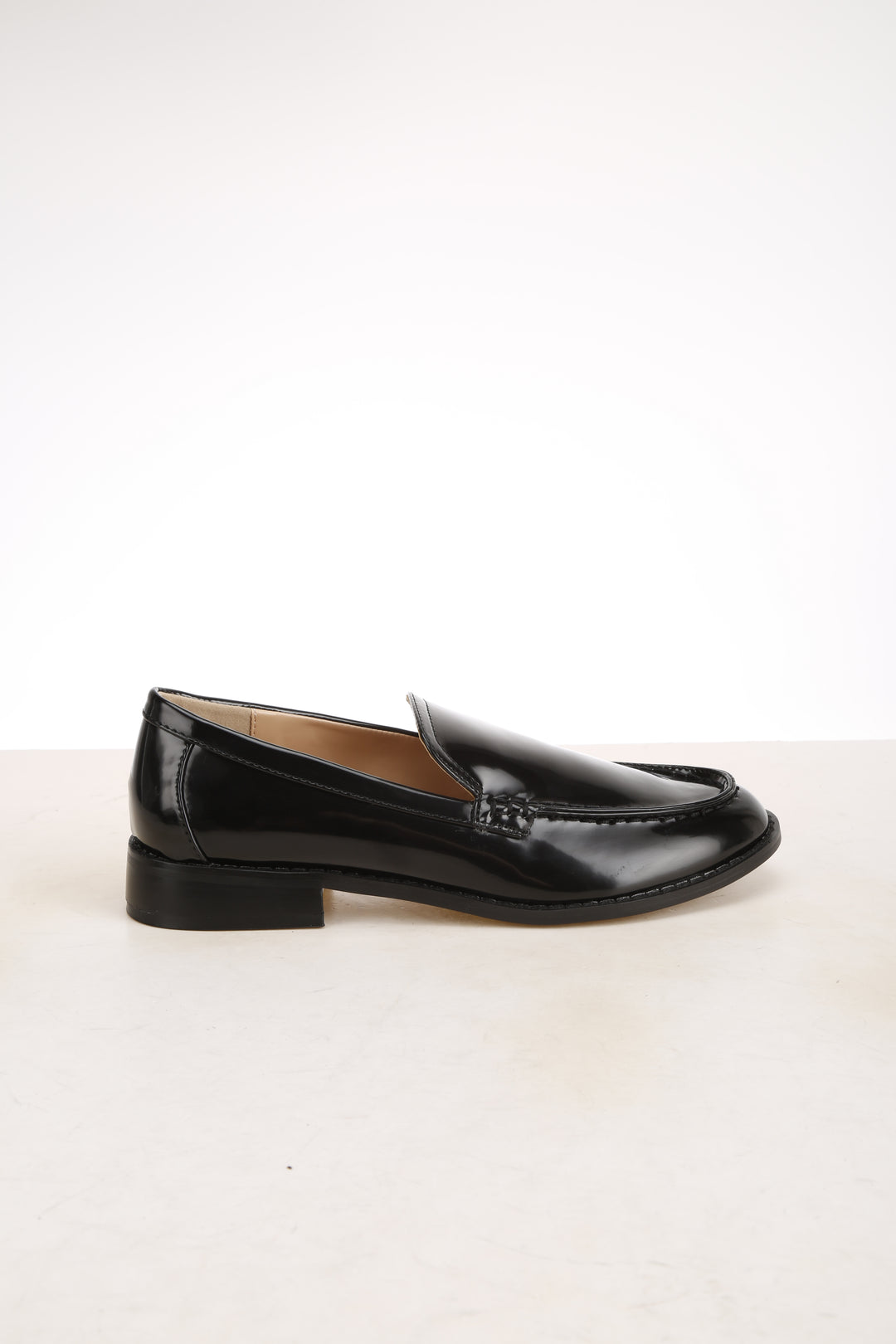 pleather stacked heel loafers#color_black