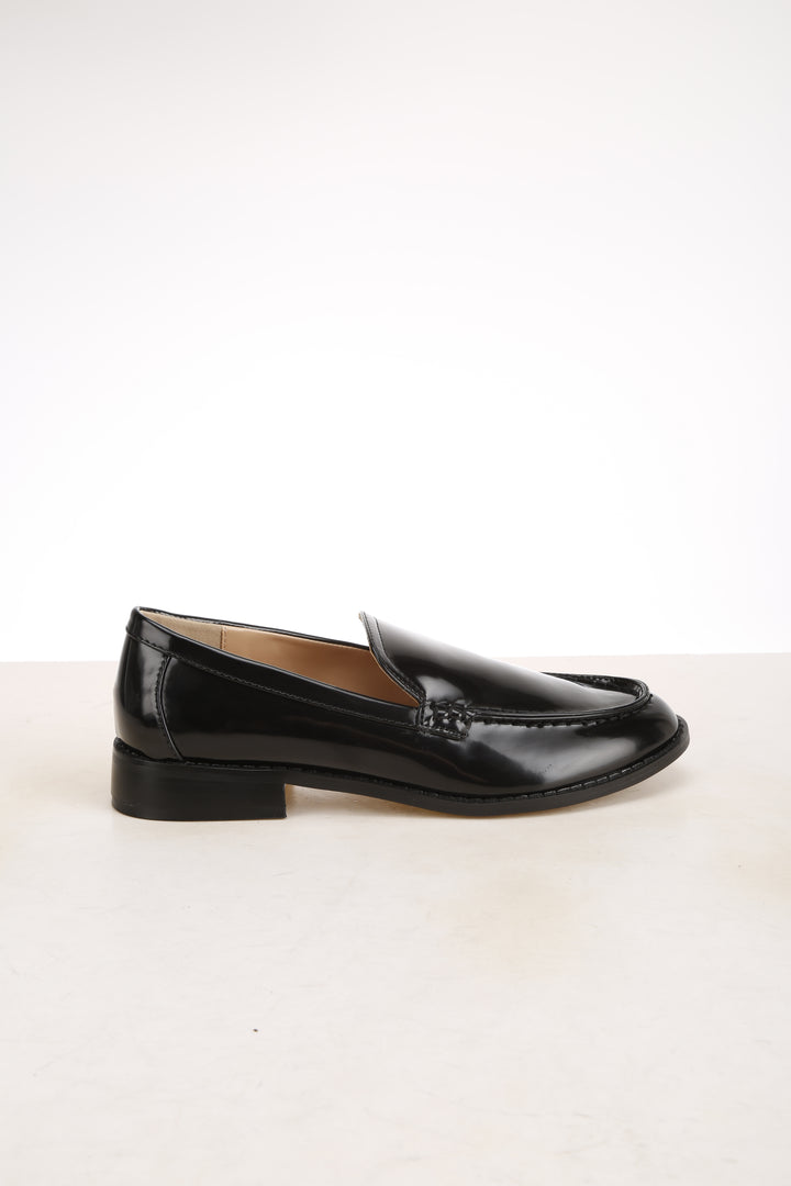 pleather stacked heel loafers#color_black