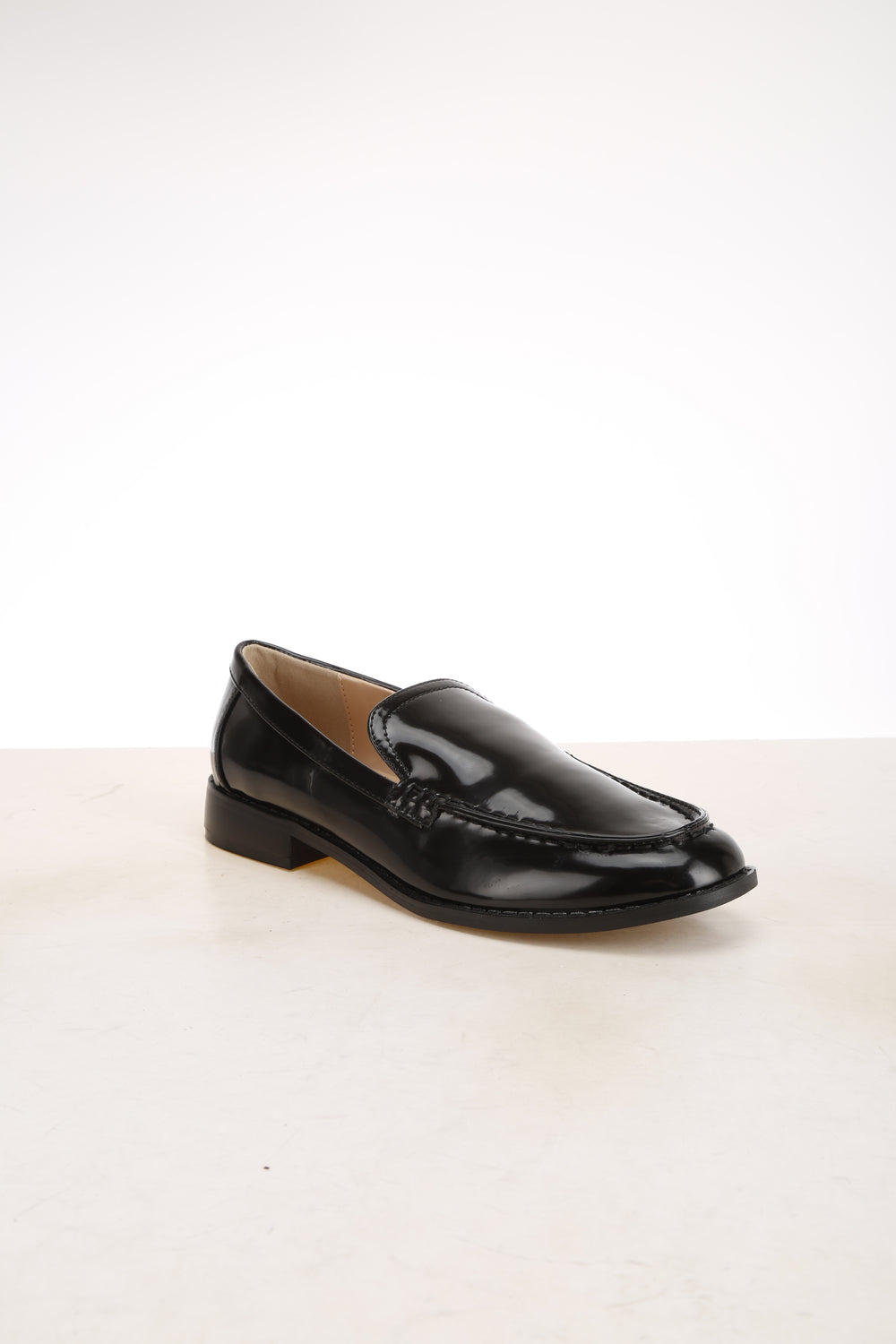 pleather stacked heel loafers#color_black
