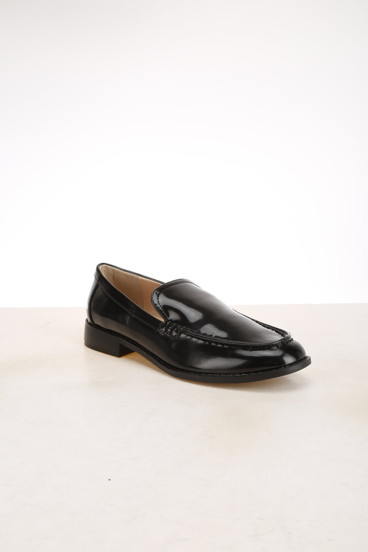 pleather stacked heel loafers#color_black
