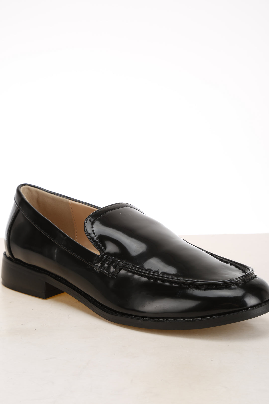 pleather stacked heel loafers#color_black