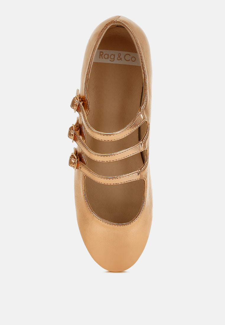 triple strap mary jane sandals by ruw#color_rose-gold