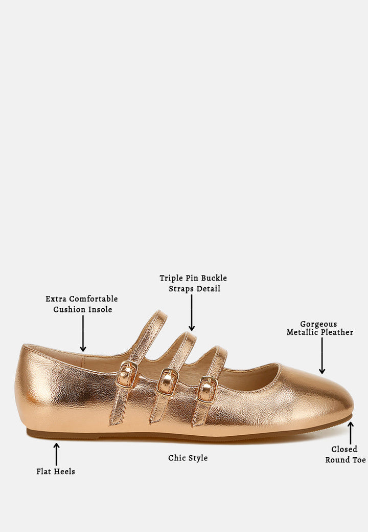triple strap mary jane sandals by ruw#color_rose-gold