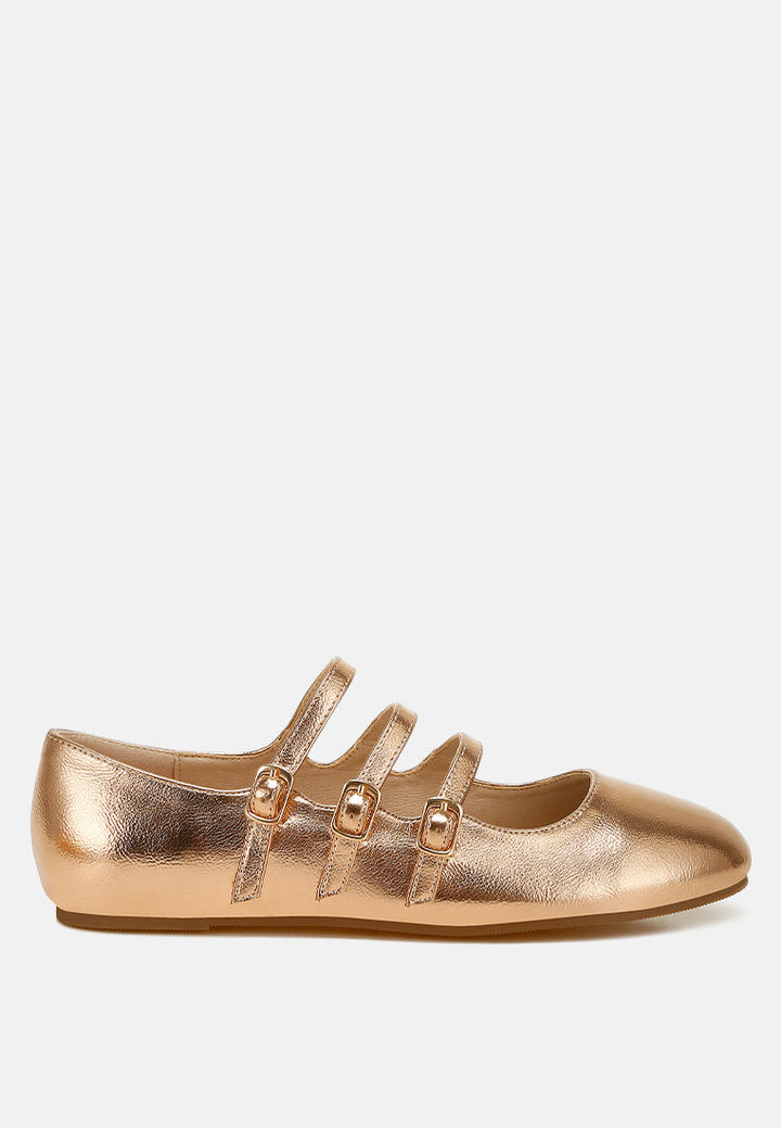 triple strap mary jane sandals by ruw#color_rose-gold