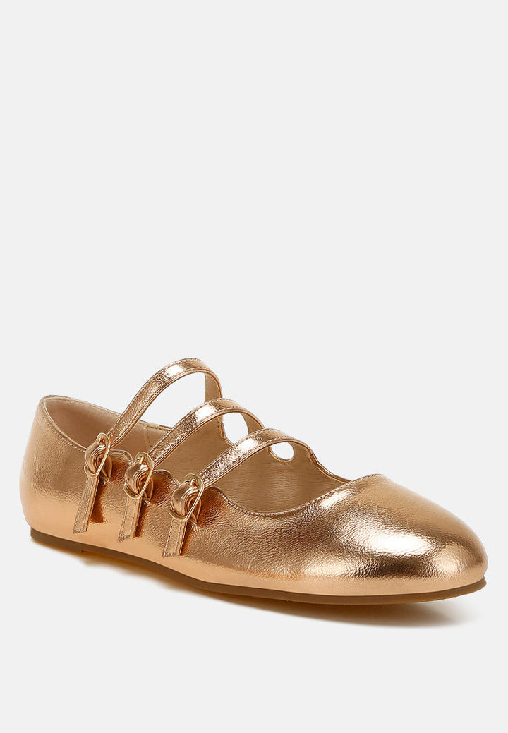 triple strap mary jane sandals by ruw#color_rose-gold