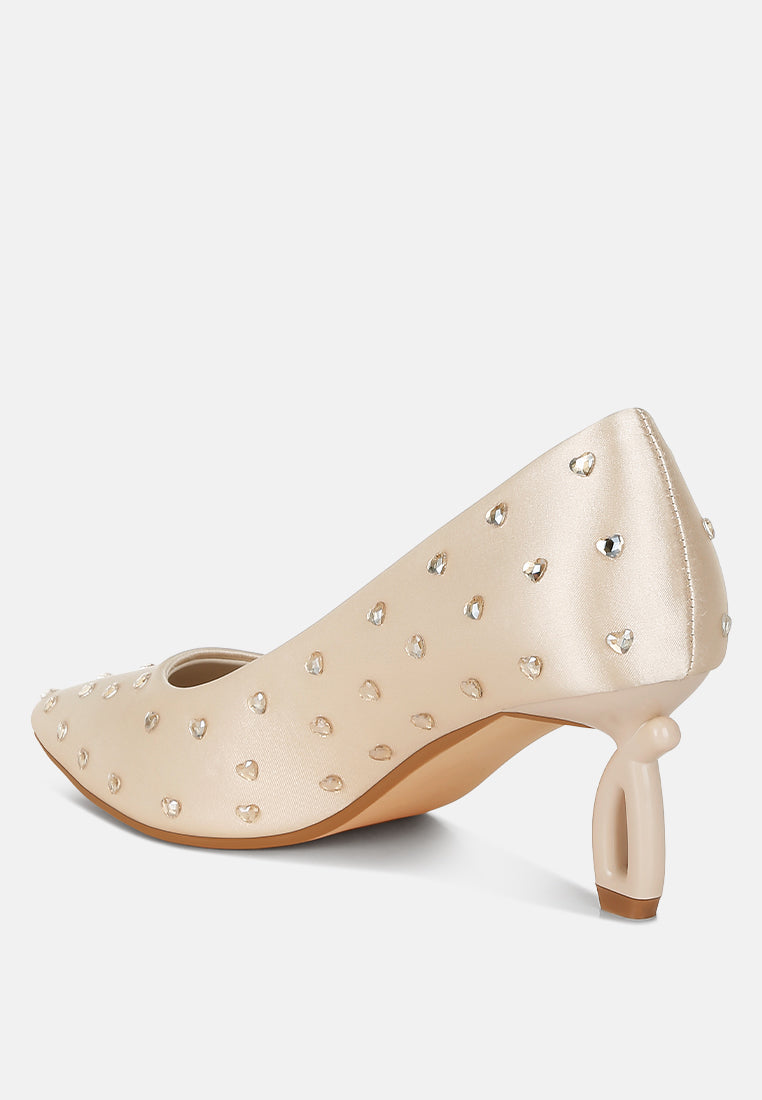 heart-shaped rhinestones pumps by ruw#color_beige