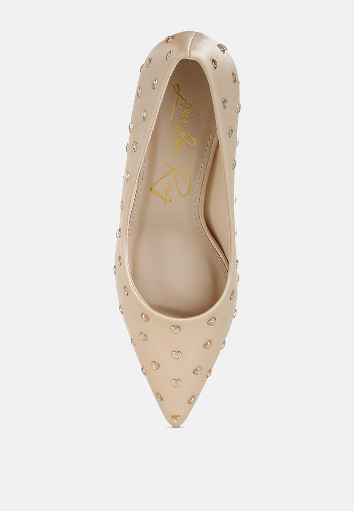 heart-shaped rhinestones pumps by ruw#color_beige