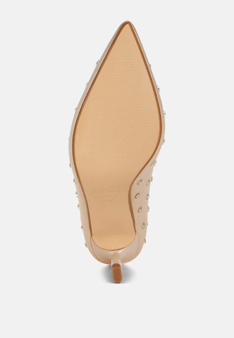 heart-shaped rhinestones pumps by ruw#color_beige