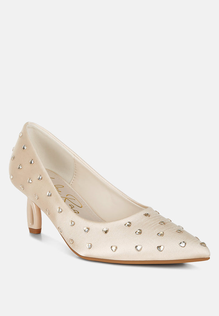 heart-shaped rhinestones pumps by ruw#color_beige