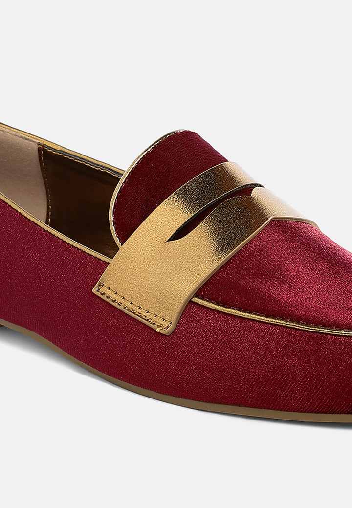 malta penny strap velvet loafers#color_burgundy