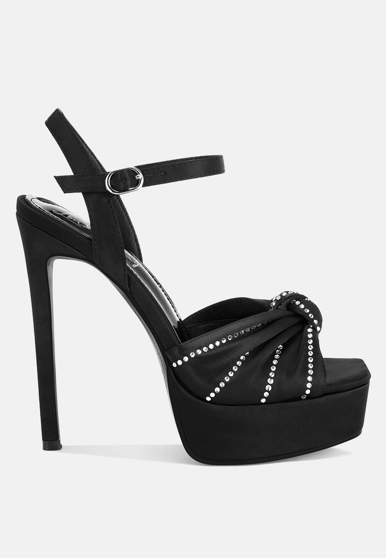 margala knotted rhinestone embellished sandals by ruw#color_black-satin