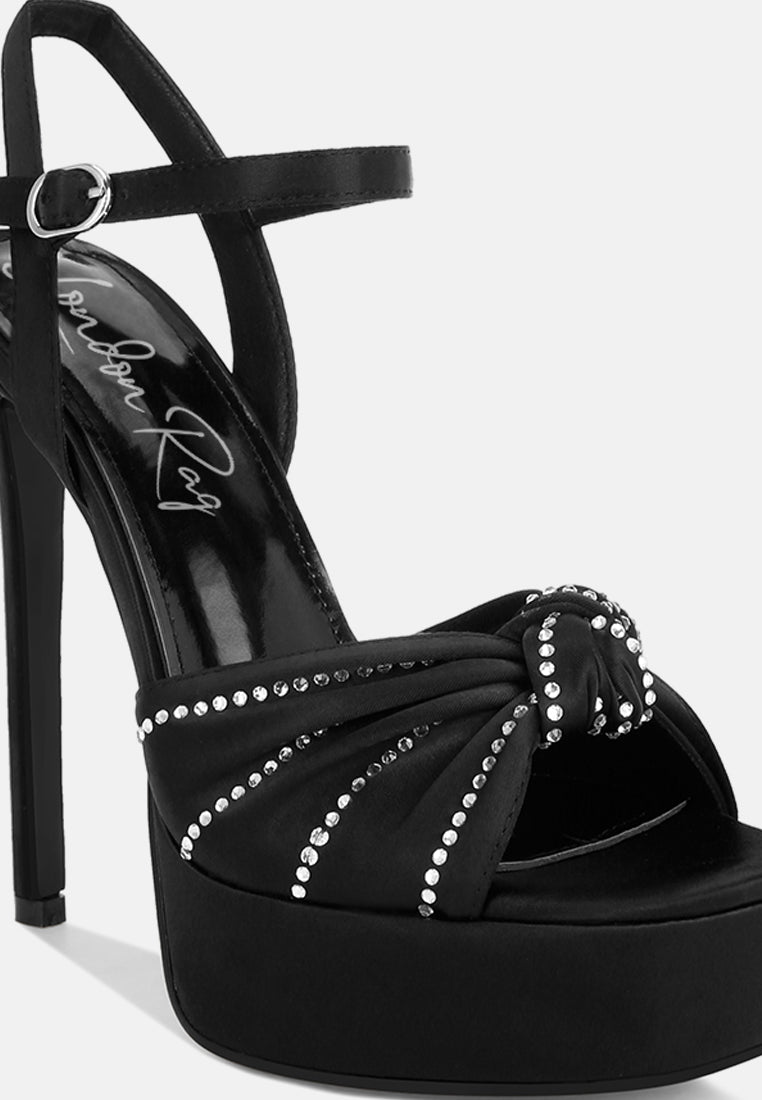 margala knotted rhinestone embellished sandals by ruw#color_black-satin