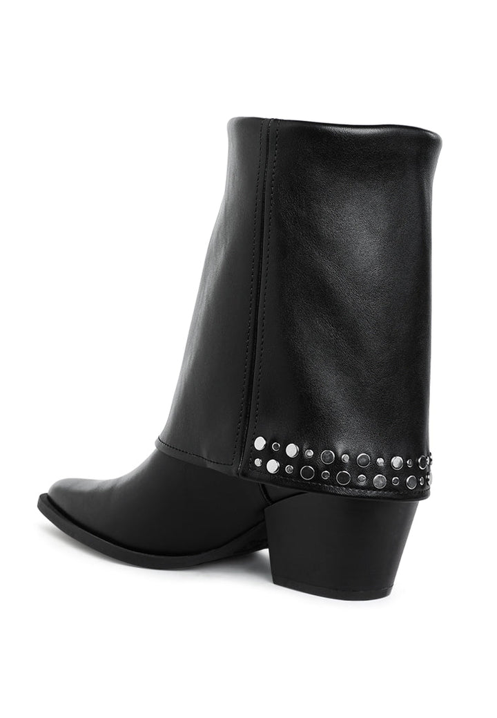 stud embellished foldover boots by ruw#color_black