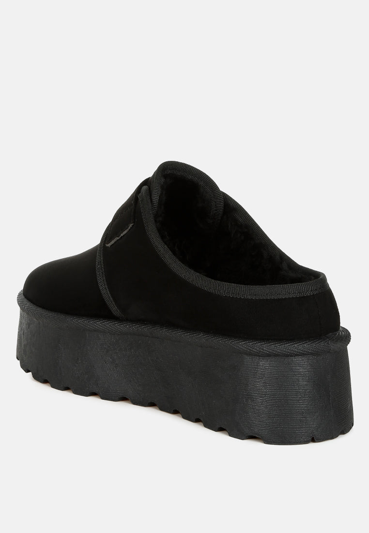 buckle strap fur platform classic slip-on by ruw#color_black