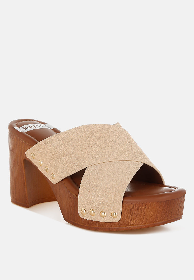 genuine suede leather clogs by ruw#color_beige