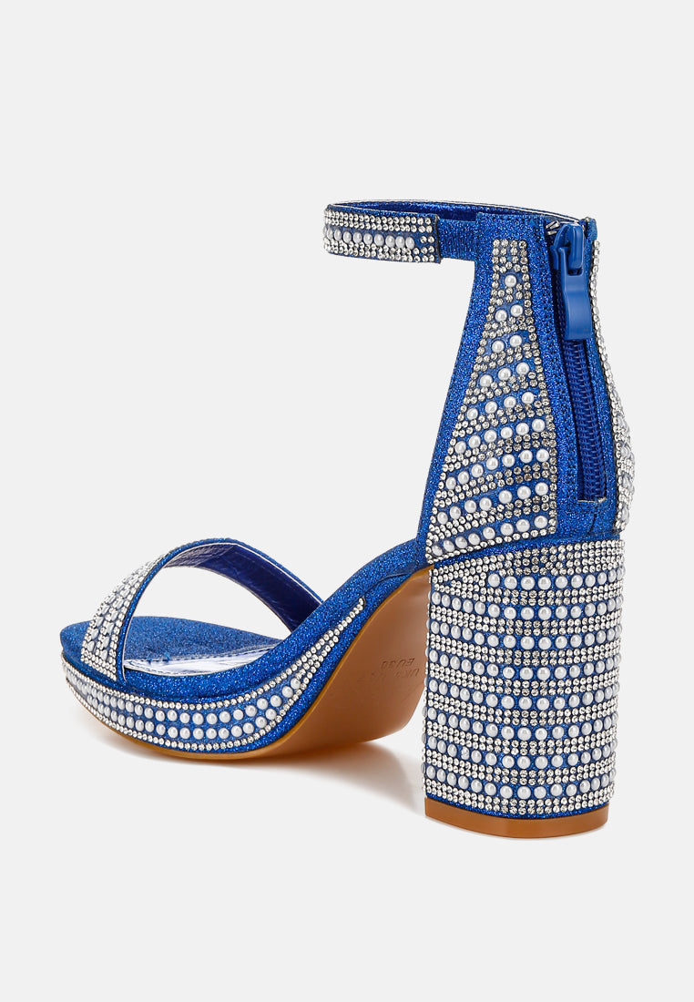 rhinestones and pearl embellished sandals by ruw#color_blue