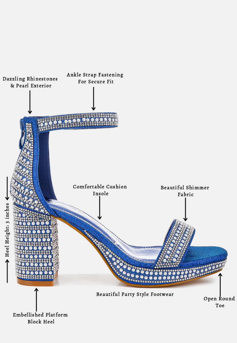 rhinestones and pearl embellished sandals by ruw#color_blue